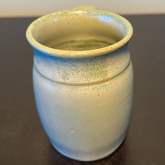 Handcrafted Hand Thrown Studio Art Pottery Mug w/ Celadon Glaze ~ Artist Signed - Picture 6 of 16